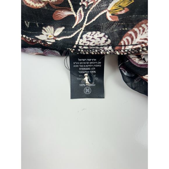 Sabina Musayev Geneva Floral Dress Sheer Metallic Black Sheer Long Sleeve Sz XS - Picture 4 of 15